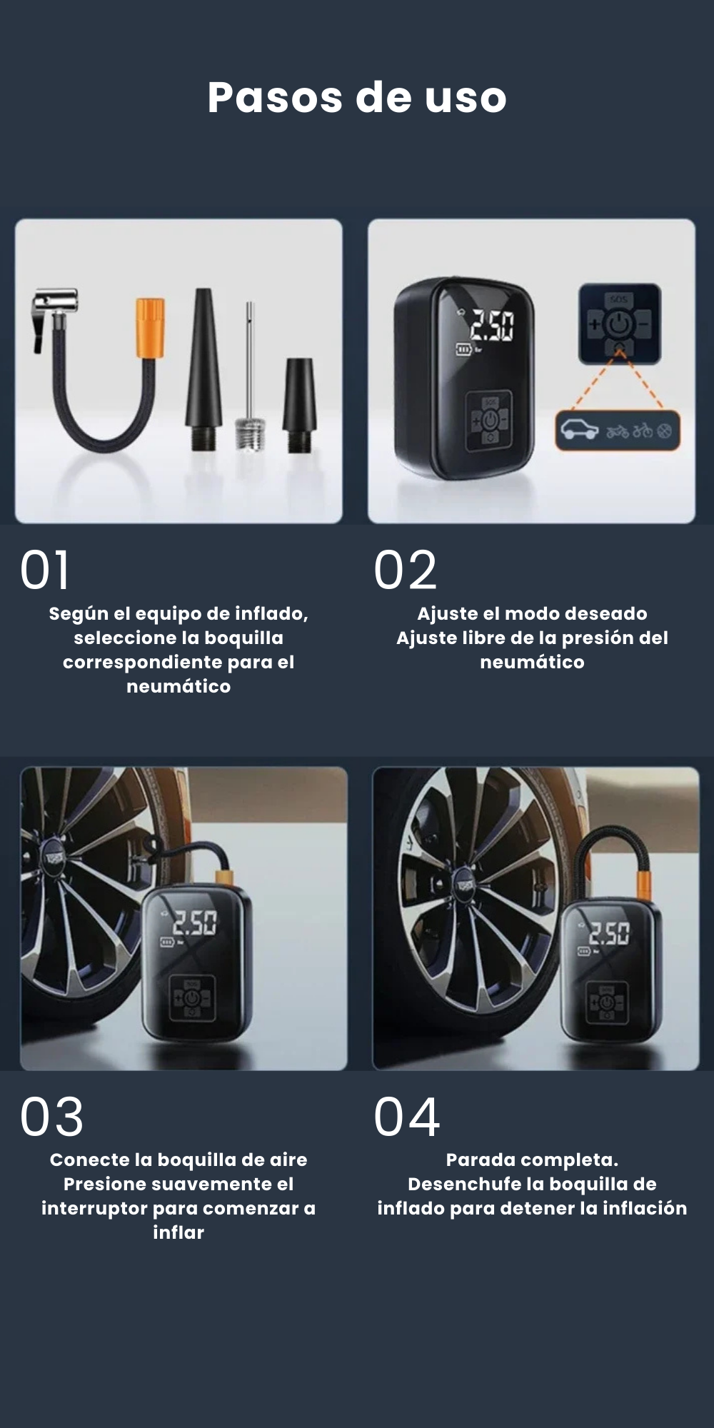 Inflador Neumáticos Portátil