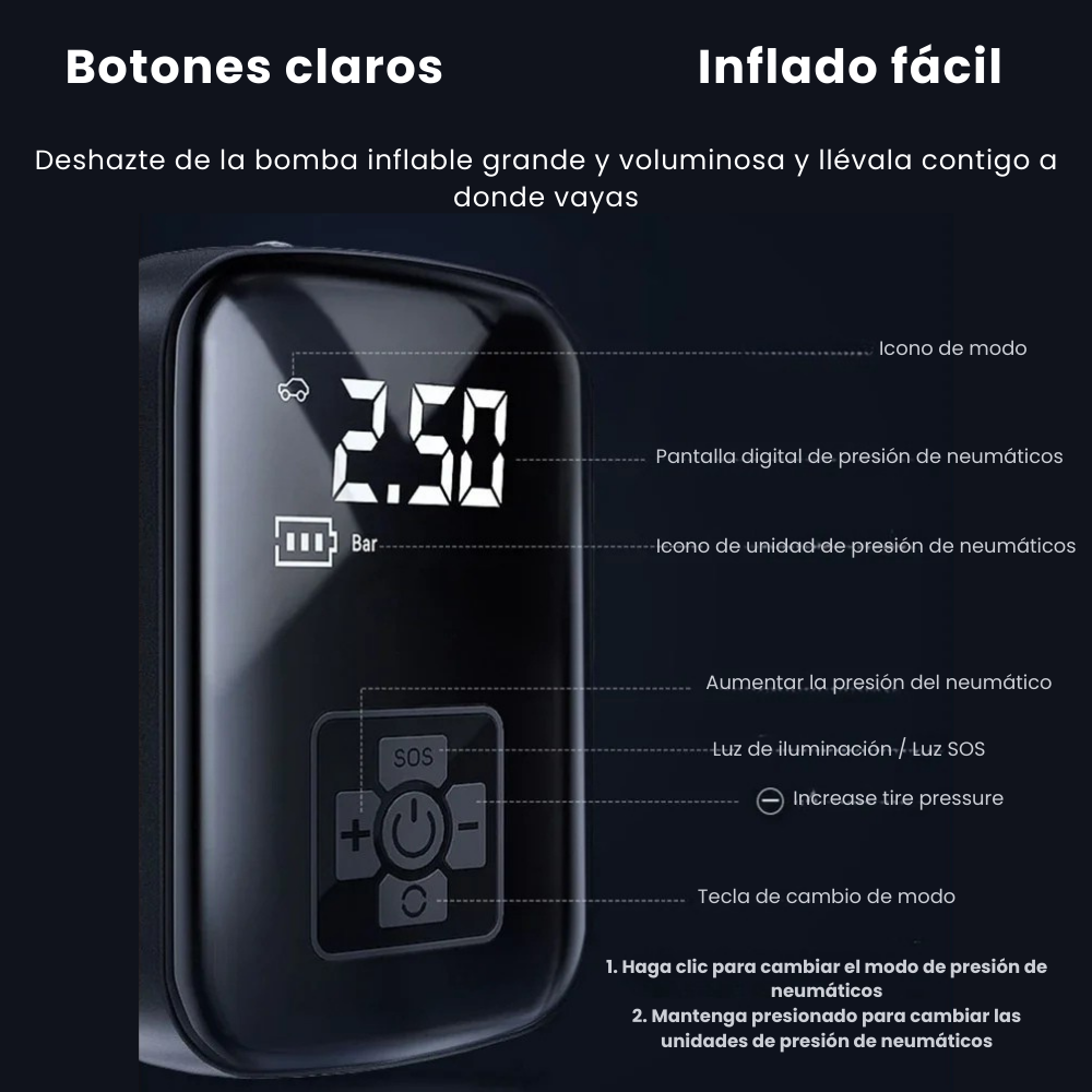 Inflador Neumáticos Portátil